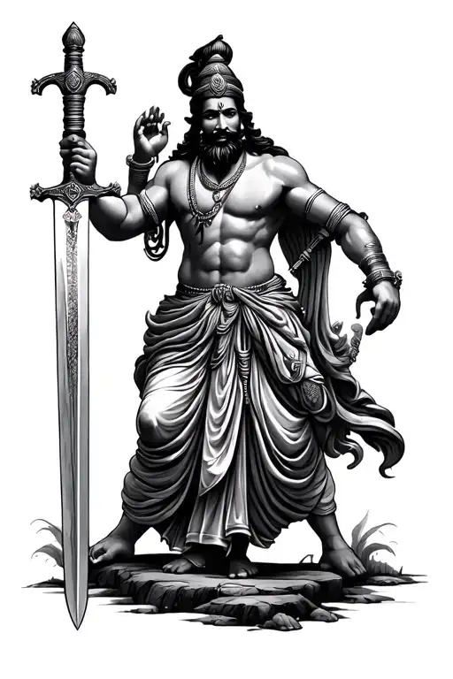 Shivaji Maharaj And A Sword And Rajmudra