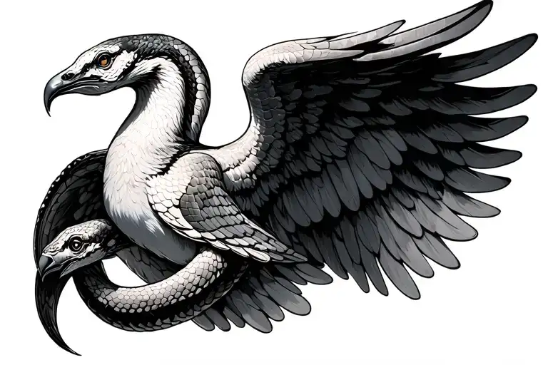 Open Dove Wings With Snake Skin As Skin