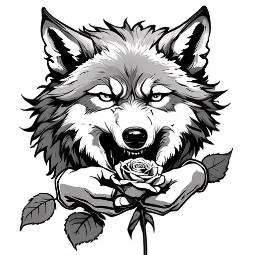 The Wolf Holds A Rose In His Hands And Cries