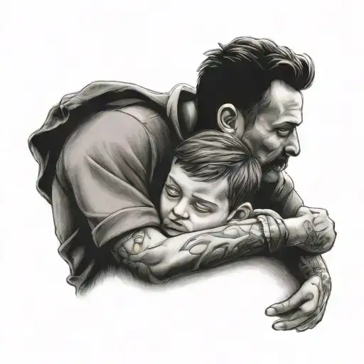 Father And Son Hugging Each Other