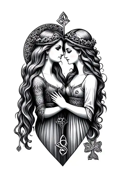 Mother And Daughter Irish Symbols Intertwined