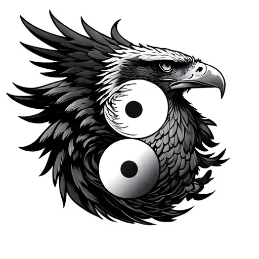 Eagle With Yin Yang Symbol Made