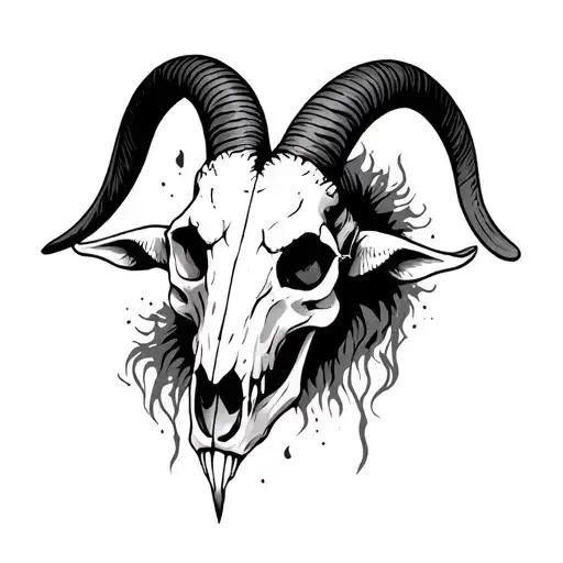 Tattoo Of The Goat Skull Surrounded With Bad Omen