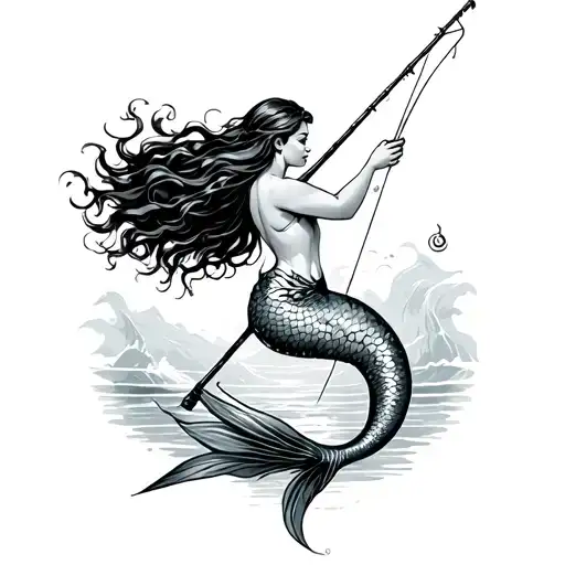 Mermaid Dancing On A Fishing Pole
