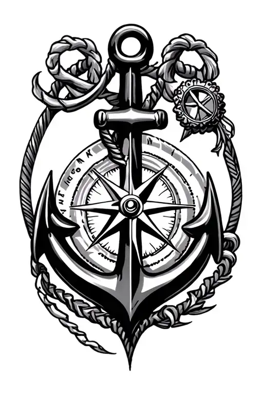 Fouled Anchor And Compass Rose