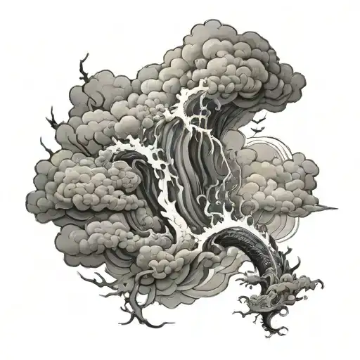 Ocean Fighting The Sky Lightning Clouds