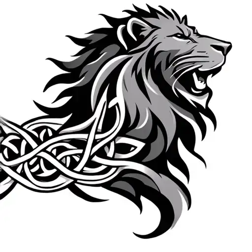 Celtic Pattern Moving To The Neck Of The Lion