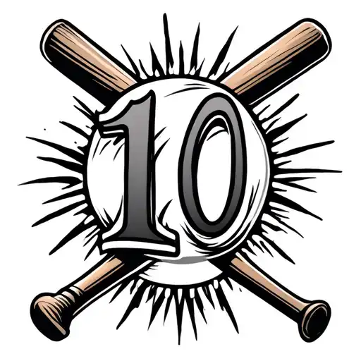 Number 10 With Baseball Bat