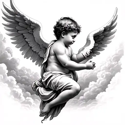 Little Boy In Heaven Looking Down