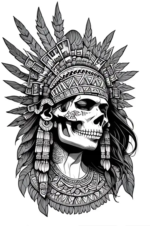 Aztec Goddess Half Her Face Is A Skull