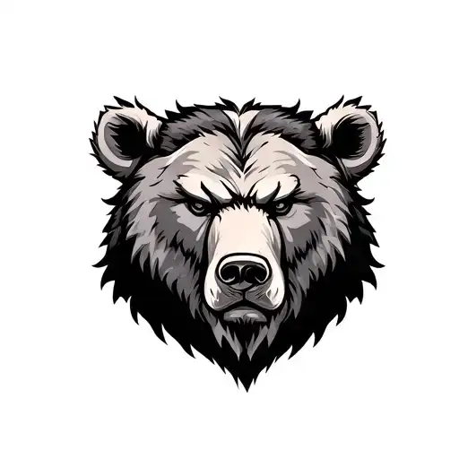 Viking Bear Head Tattoo For Head Behind Ear