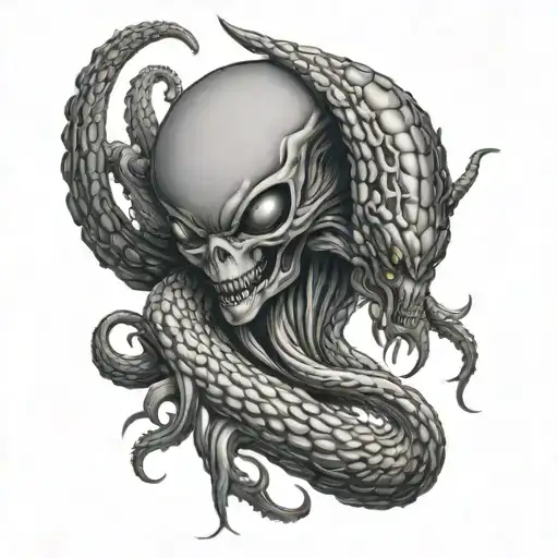 Alien And Tentacles Intertwined