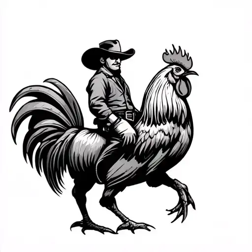 Cowboy Riding A Rooster