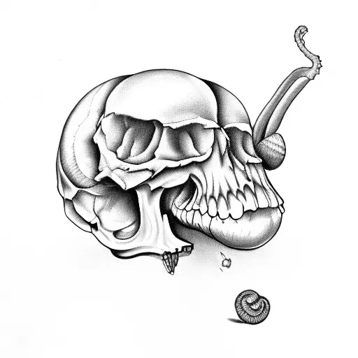 Snail And Human Skull