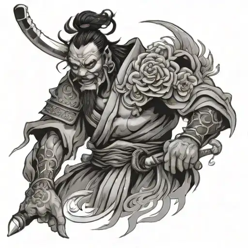 Oni Samurai With Yin And Yang