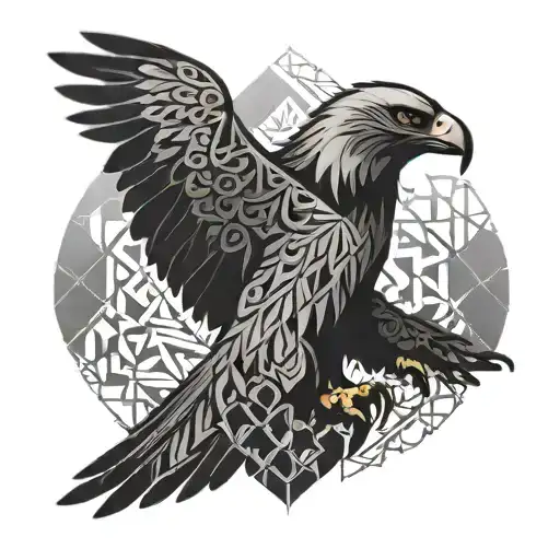 An Eagle Silhouette With Intricate Geometric Patterns Inside