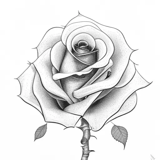 Side View Rose With Large Curvy Stem