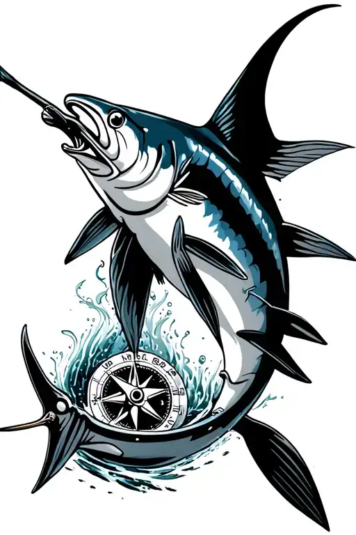 Marlin Compass Tuna Fish Jumping