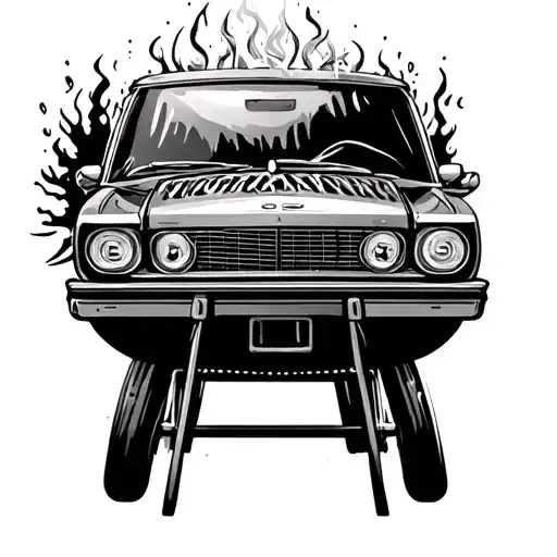 Car Speeding Past A Barbecue