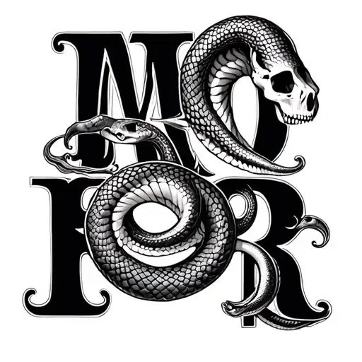 Momento Mori With A Snake Going In And Out The Letters