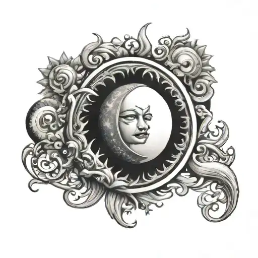 Sun And Moon With Letter A