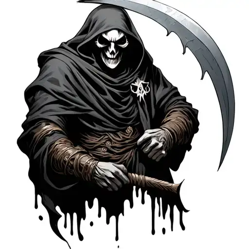 Angry Grim Reaper Holding A Scythe
