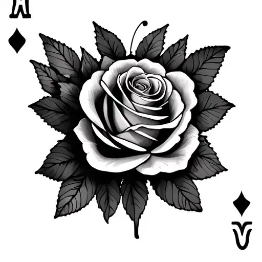 Rose Butterfly Hearts Playing Card