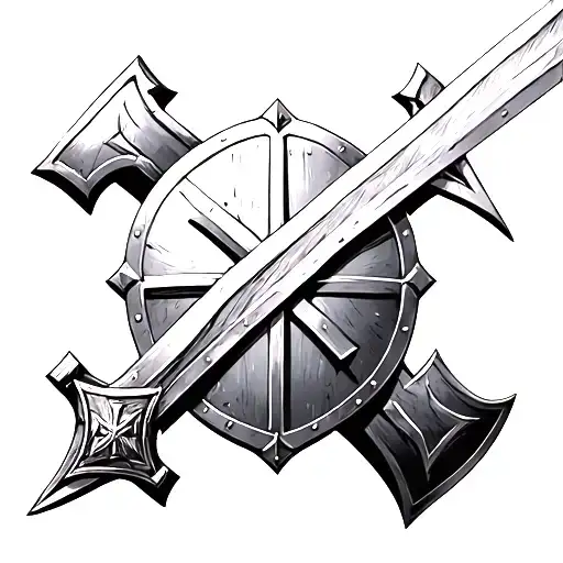 Spartan Sword Helmet And Shield Templar Cross