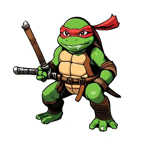 Cartoon Ninja Turtle With Coloured Headband