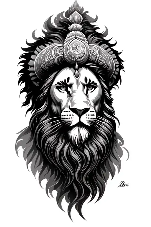 Shivaji Maharaj And Lion Head Blended Together