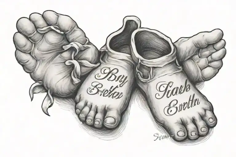 Baby Feet Print With Date Of Birth And Name Written