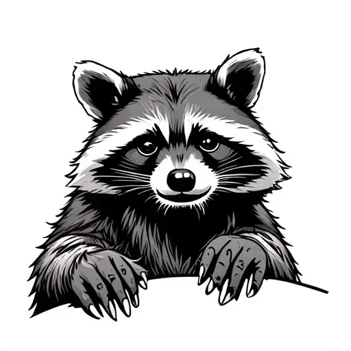 Raccoon And Bigfoot Peeking