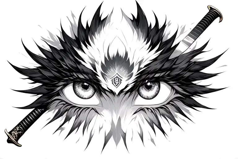 Amaterasu Eyes With Katana Sword