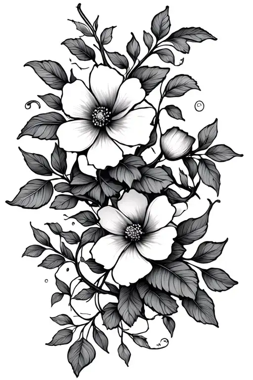 Delicate Wrap Around Vine With Flowers And Leaves On It