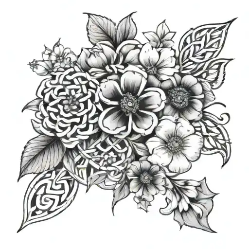 January And February Birth Flowers With Celtic Knotwork Incorporated