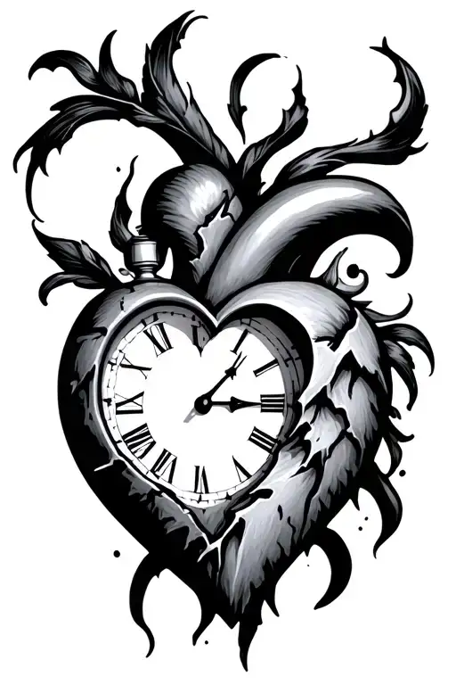 Broken Heart With Clock Face