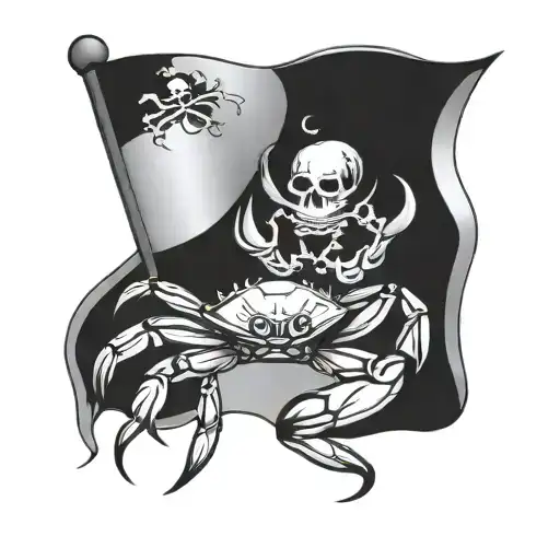 Crab Holding Pirate Flag
