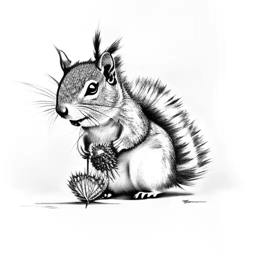 Scottish Knight And Squirrel Below With Thistles