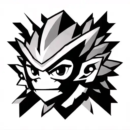 Deku Shrub From Majoras Mask With Geometric Shapes In Background