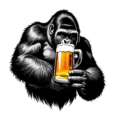 Gorilla Drinking Beer