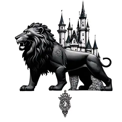 Disney Castle And Lions