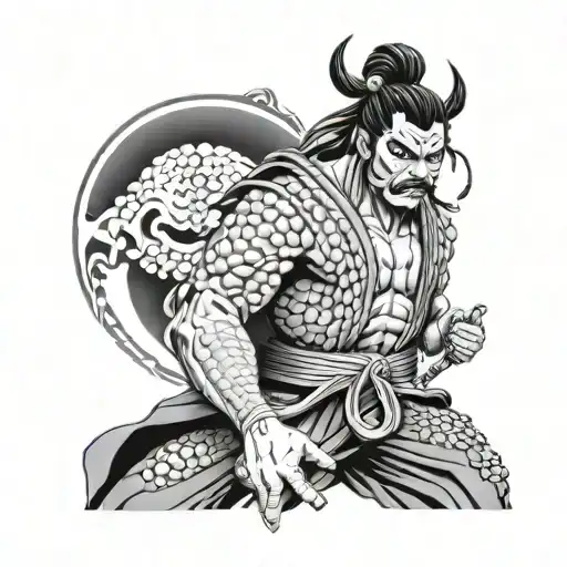 Oni Samurai With Yin And Yang
