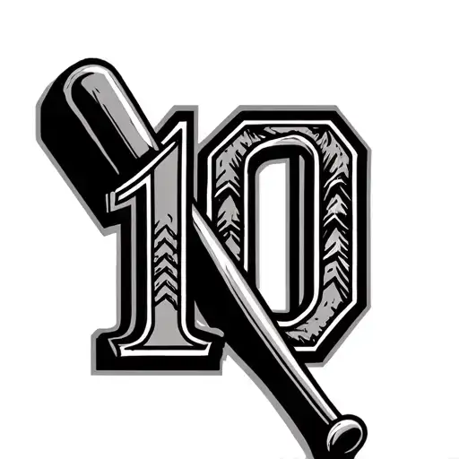 Number 10 With Baseball Bat