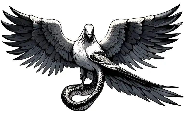 Wide Dove Wings With Snake Skin