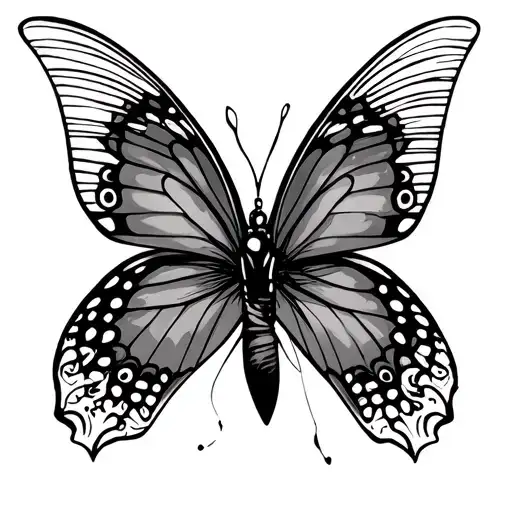 Small Butterfly Tattoo Stencil Depicting An African Lady