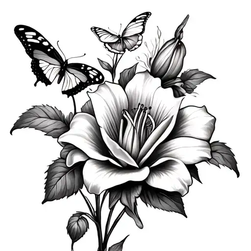 Butterflies Roses Lily Flower