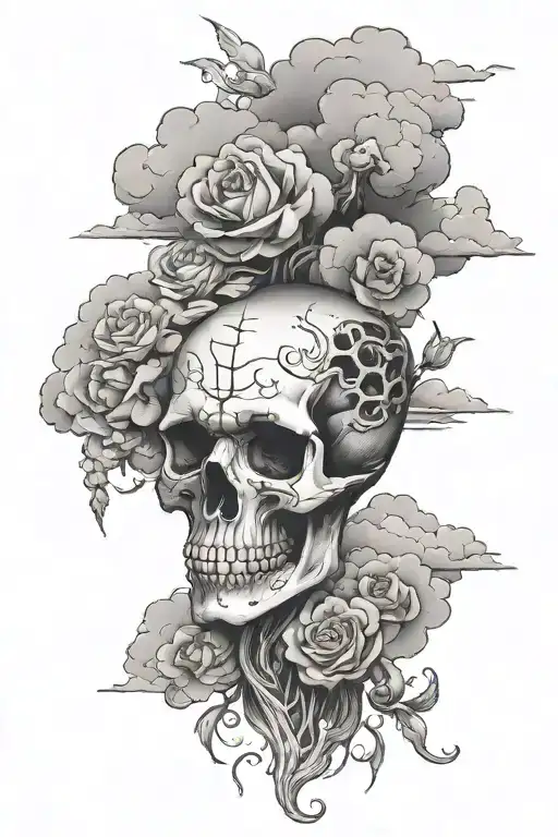 Skull And Clouds Surrounding
