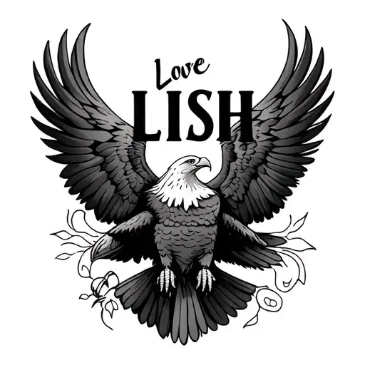 Generate A Tattoo On Forearm With The Text Contains Of Lish Word With Eagle Theme Or Love Theme