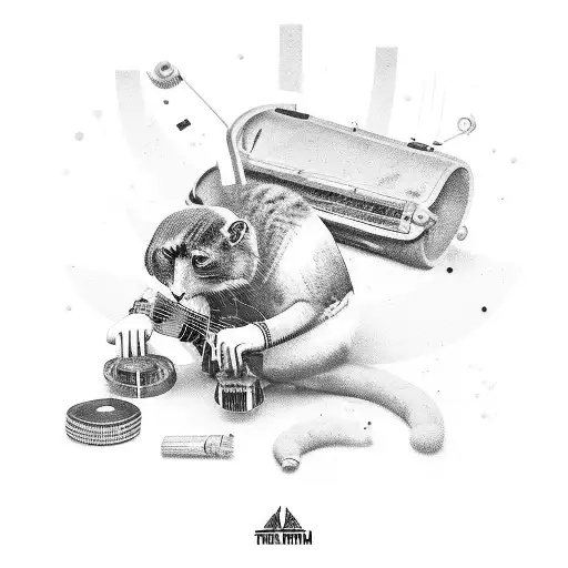 A Skilled Technician Repairing A Broken Guitar While Surrounded By A Variety Of Animals