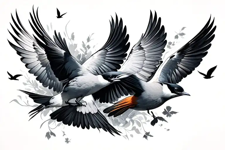 Birds Flying Away On Collarbone